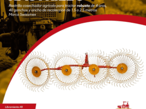 Rastrillo Cosechador Agrícola P/ Tractor 4 Aros Robusto Swissmex