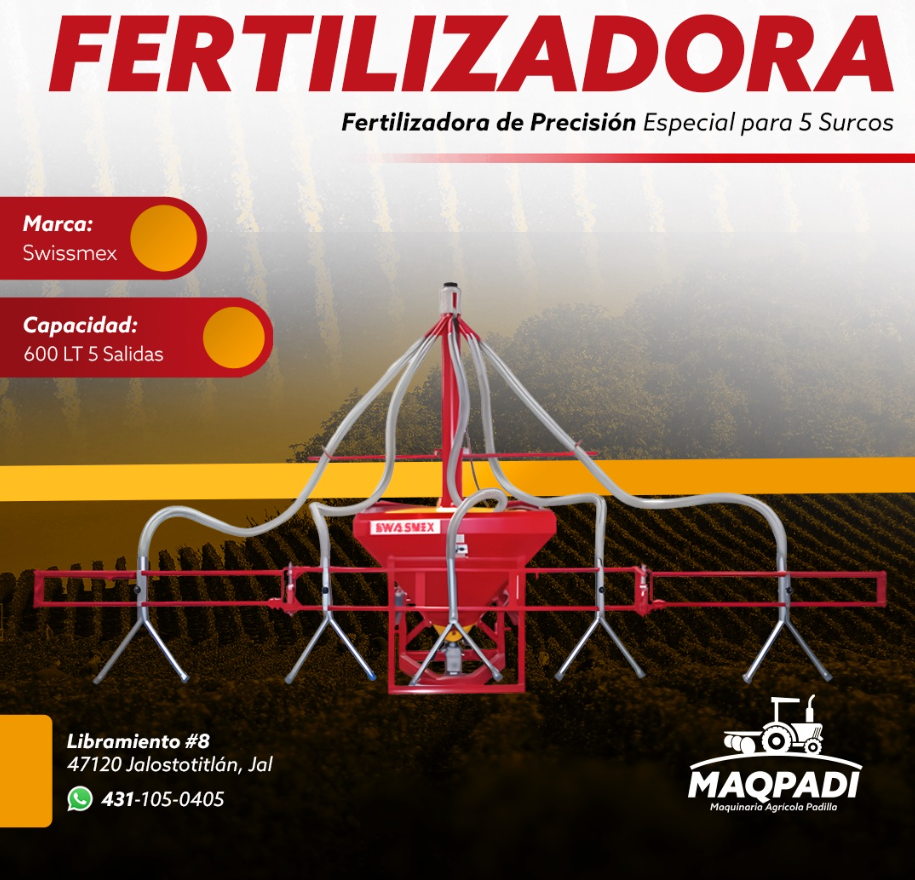 Fertilizadora De Precisión Para 5 Surcos